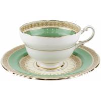 Антикварная чайная пара "Дорический орнамент", чашка и десертная тарелка, английский фарфор Paragon, Великобритания, винтаж, начало 20 века
