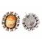 Комплект "Медовое солнце": кулон на цепочке, кольцо и серьги от Arrina. Ювелирный пластик медового цвета, золотистые кристаллы, бижутерный сплав серебряного тона. Гонконг, 2000-е гг.. вид 2