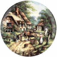 Декоративная тарелка  "Сборщики яблок", Фарфор, винтаж, Wedgwood, Великобритания, 1991 год