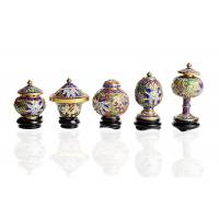 Набор из 5-ти миниатюрных вазочек, латунь, эмаль-клуазоне. Китай, 1970-е годы