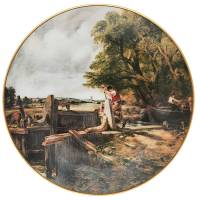 Декоративная тарелка "Плотина на реке Стоур", Фарфор, винтаж, Crown Staffordshire, Великобритания, 1980-е гг.