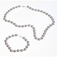 Комплект "Серебряные жемчужины": ожерелье, браслет. Металл, серебрение. Гонконг, 2005