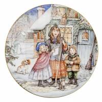 Декоративная тарелка "Рождественский хорал",  Фарфор, винтаж, Royal Worcester, Великобритания, 1992 год