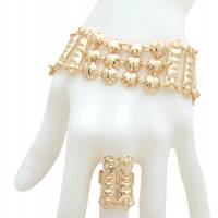 Комплект "Золотая сетка": браслет, ожерелье, серьги, кольцо. Металл, золочение 18 К золотом. Гонконг, 2005