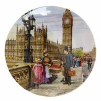 Брайан Иден "Продавщица клубники", декоративная тарелка. Фарфор, деколь. Davenport, Великобритания, 1991 год