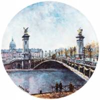 Луис Дали "Мост Александра III", коллекционная декоративная тарелка. Фарфор, деколь. Limoges, Франция, 1990-е гг.