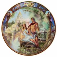 Декоративная тарелка "Амур и Психея", Фарфор, винтаж, Royal Worcester, Великобритания, 1993 год