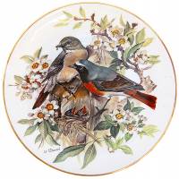 Урсула Бэнд "Горихвостка", декоративная тарелка. Фарфор, деколь, золочение 22 К золотом. Tirschenreuth WWF, Германия, 1986 год