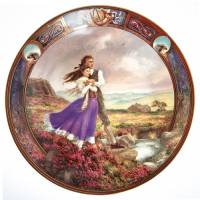 Декоративная тарелка "Кэти и Хитклив", Фарфор, винтаж, Royal Worcester, Великобритания, 1993 год