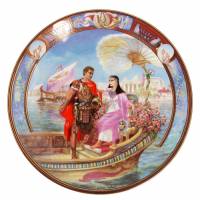 Декоративная тарелка "Антоний и Клеопатра", Фарфор, винтаж, Royal Worcester, Великобритания, 1993 год