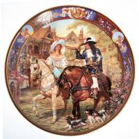 Декоративная тарелка "Карл II и Нелли", Фарфор, винтаж, Royal Worcester, Великобритания, 1993 год