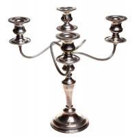 Подсвечник на 5 свечей в стиле Модерн. Металл, серебрение. Высота 32 см. Великобритания, эдвардианская эпоха, 1930-е гг.