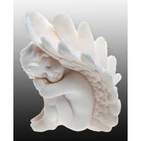 Статуэтка "Сидящий ангел", для украшения интерьера. Литьевой мрамор, ручная работа.  Высота 15 см. Maska Statues, Греция, 2012 год