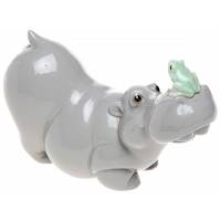 Статуэтка винтажная "Бегемот с лягушкой". Фарфор. Высота 10 см. Nao для Lladro, Испания, 1998 год.