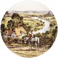 Джон Чапман "Река, поле и тропинки", декоративная тарелка. Фарфор, деколь. Royal Doulton, Великобритания, 1980-е гг.
