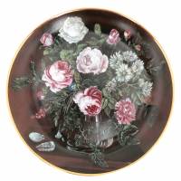 Элизабет Герхардт "Розы и ракушки", декоративная тарелка. Фарфор, деколь, золочение. Royal Mosa, Голландия, 1990 год