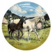 Декоративная тарелка лошади "Австрийский липицианец ", Сюзи Вайткомб. Фарфор Spode, Великобритания, винтаж, 1988 год