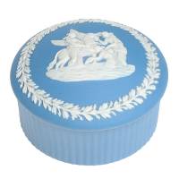 Шкатулка для мелочей, фарфор, винтаж, голубой бисквит, Wedgwood, Великобритания, вторая половина ХХ века
