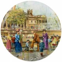 Брайан Иден "Чистильщик обуви", декоративная тарелка. Фарфор, деколь. Davenport, Великобритания, 1992 год