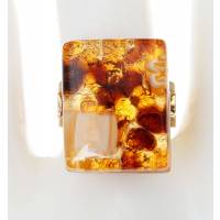 Кольцо коктейльное "Медовый свет". Муранское стекло, бижутерный сплав золотого тона, ручная работа. Murano, Италия (Венеция)