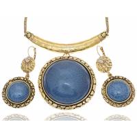 Комплект "Лидия": ожерелье и серьги от D.Mari.  Ювелирный пластик, золотистые кристаллы, бижутерный сплав золотого тона. Гонконг