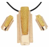 Комплект "Ноктюрн": кулон на шнурке и серьги от D.Mari.  Ювелирный акрил, искусственная кожа, , бижутерый сплав золотого тона. Гонконг