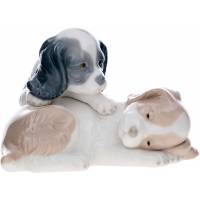 Статуэтка фарфоровая "Щенки спаниеля", винтаж, Высота 9 см. Nao для Lladro, Испания, 1983 год