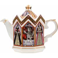 Чайник заварочный коллекционный "Король Генрих VIII и его шесть жен". Фарфор, деколь, золочение. Sadler, Великобритания, 1980-е гг.