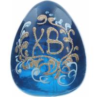 Яйцо пасхальное, авторская работа. Стекло синего цвета, ручная роспись. Россия