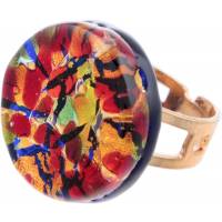Кольцо коктейльное "Калейдоскоп". Муранское стекло, бижутерный сплав золотого тона, ручная работа. Murano, Италия (Венеция)