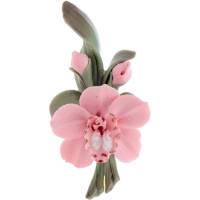 Брошь "Розовая орхидея". Фарфор, роспись, ручная авторская работа. Россия