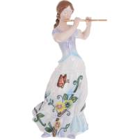 Old Tupton. Статуэтка "Девушка играет на флейте". Фарфор, рельефная роспись цветными эмалями. Высота 20 см. Old Tupton Ware, Великобритания, 2000-е гг.