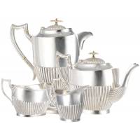 Чайно-кофейный набор из 4-х предметов. Металл, глубокое серебрение, гравировка. Великобритания, первая половина XX века