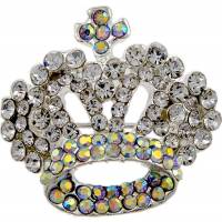 Брошь "Алмазная корона" от D.Mari.  Кристаллы Aurora Borealis, бижутерный сплав серебряного тона. Гонконг