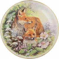 "Рыжая лиса", декоративная тарелка. Фарфор, деколь, золочение. Royal Burlington, Великобритания, 1990-е гг.
