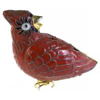 Статуэтка миниатюрная "Красная птица". Латунь, эмаль клуазоне, ручная работа. Высота 7 см. Китай, 1940-е гг.