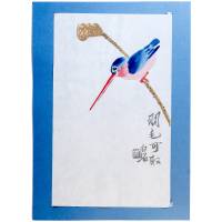 Ци Бай Ши. Птица на ветке. Ксилография, акварель. Китай, середина XX века