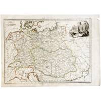 Карта Германии. Гравюра. Франция, 1812 год