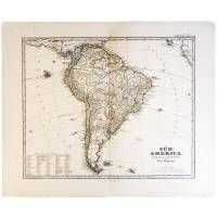 Карта Южной Америки. Гравюра, вторая половина XIX века