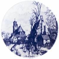 Декоративная тарелка "Зима". Дельфтский фаянс, Голландия, вторая половина 20 века