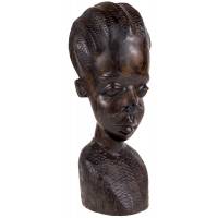 Статуэтка "Голова африканской девушки". Высота 23 см. Дерево, резьба. Вторая половина 20 века.