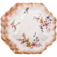 Комплект тарелок для супа "Полевые цветы", 2 шт. Английский фарфор. Royal Crown Derby, Великобритания, конец 19 века