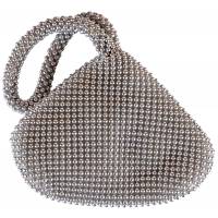 Вечерняя сумочка серебристого цвета в стиле ретро. Текстиль, сетка из бусинок. Китай