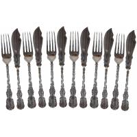 Набор вилок и ножей для рыбы, 12 предметов. Металл, серебрение. Lee and Wigfull, Великобритания, середина ХХ века