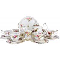 Сервиз чайный "Мускусные розы" на 6 персон, 22 предмета. Английский фарфор. Royal Albert, Великобритания, вторая половина 20 века