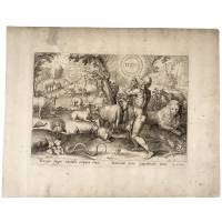 Хаделер. "Бог дает Адаму Еву".  Резцовая гравюра, Голландия, около 1600 г.