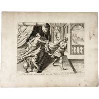 П. Йоде. "Иосиф убегает от жены Потифара". Резцовая гравюра, Голландия, около 1650 г.