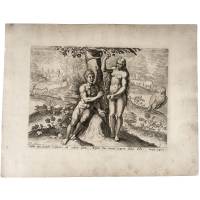 Хаделер. "Искушение".  Резцовая гравюра, Голландия, около 1600 г.
