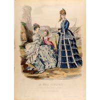 Модные платья. Лист 36. Цветная гравюра, Франция, 1873 год