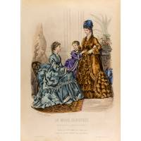 Модные платья. Лист 39. Цветная гравюра, Франция, 1873 год